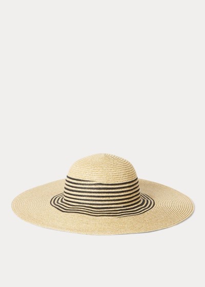 Sombreros Ralph Lauren Mujer Beige / Negros - Striped Paper Sun - ASCPZ2971